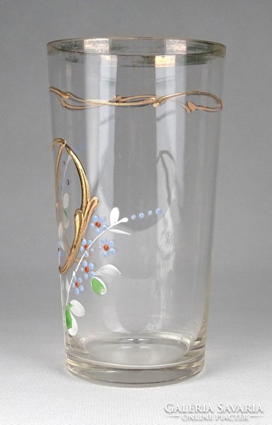 1H069 antique monogrammed glass baptismal glass beaker 13 cm