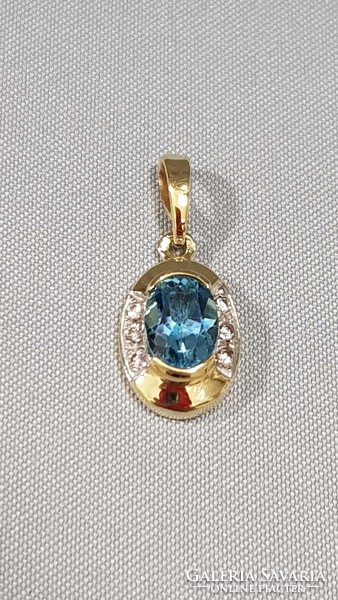 14K Gold Blue Stones Women's Pendant 2.06 g