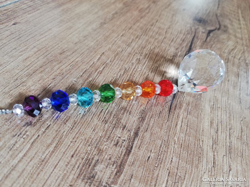 Colorful, glass beaded, crystalline, chakra pendant
