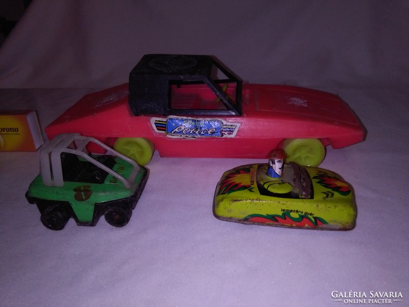 Old toy car - three pieces together - plate miniature car, ....