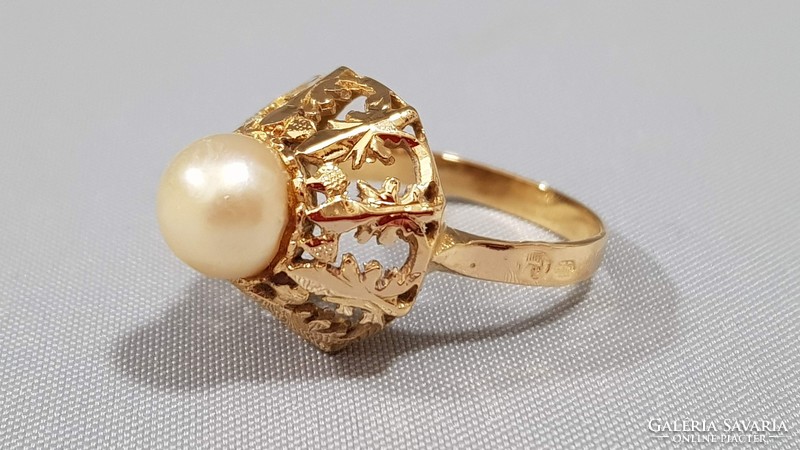 14 K arany női gyűrű igazgyönggyel 5,41 g