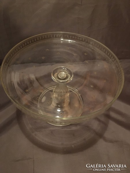 Blown glass cake bowl