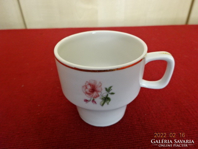 Raven house porcelain coffee cup with pink and peach flowers. He has! Jókai.