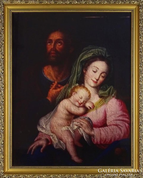 1H721 Mária a kis Jézussal a Szent család nagyméretű keretezett színes fotográfia 38.5 x 30 cm