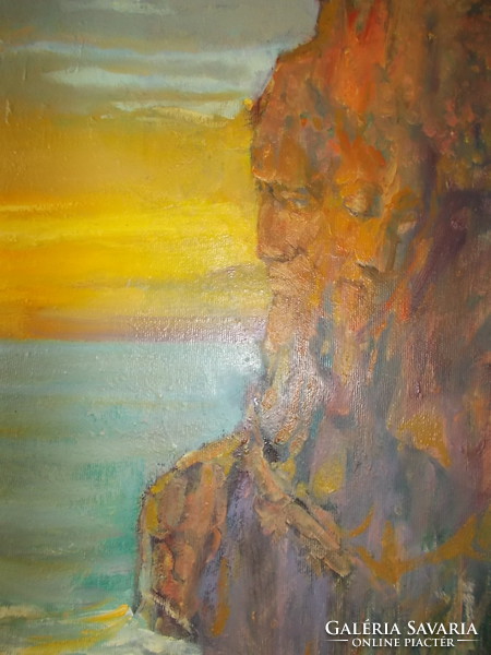 Mikhail volkov, two rocks by the sea c. Painting