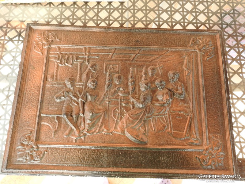 Antik bronzírozott fém fali dombormű  55 cm x 38 cm