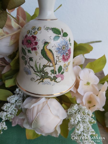 Gyönyörű ﻿Badler England  angol 15 cm magas madaras virágos csengő Gyűjtői darab
