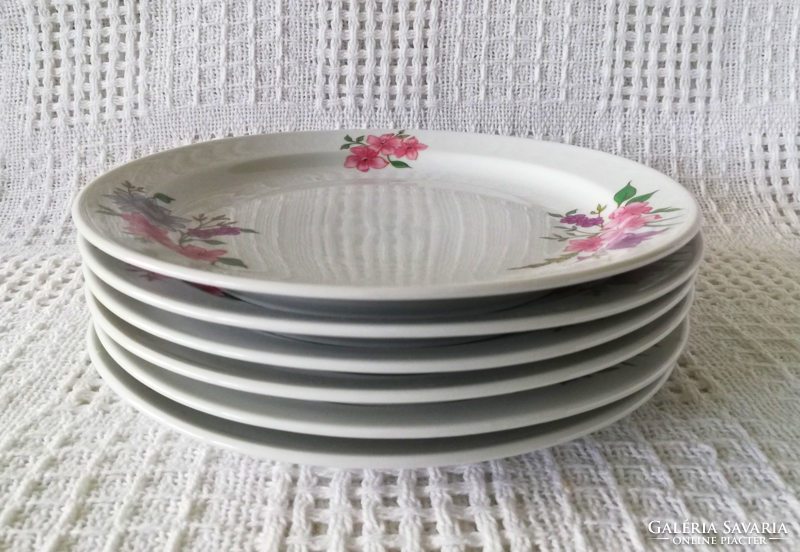 6 pcs zsolnay trumpet floral cookie plate