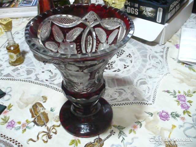 Beautiful burgundy crystal vase