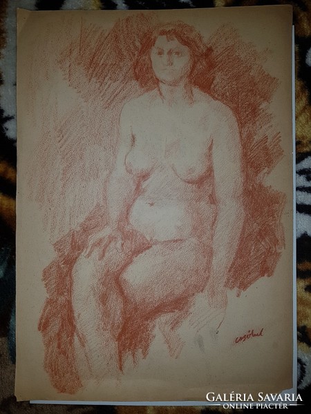Béla Czóbel female nude drawing
