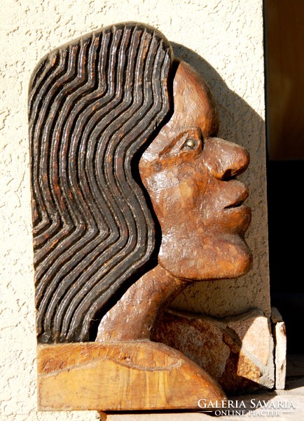 G. J .: Native man - art deco style unique wood carving