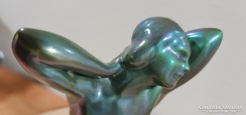 Zsolnay eosin antique longing female nude figure from 1906-10