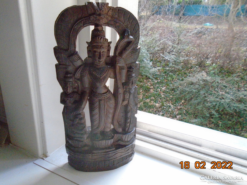 SHIVA hindu istenség kígyóval faragott fa szobor
