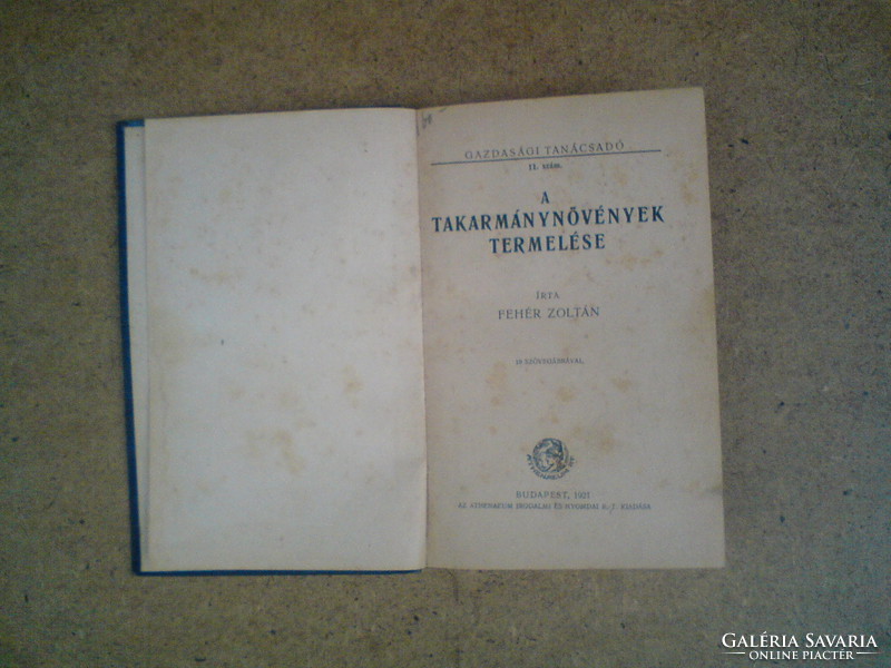 Old book - levente library 1921 - cultivation of fodder plants