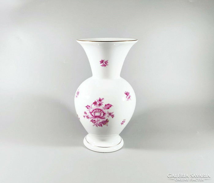 Herend, purple nanking bouquet pattern 20 cm hand-painted porcelain vase, flawless! (H026)