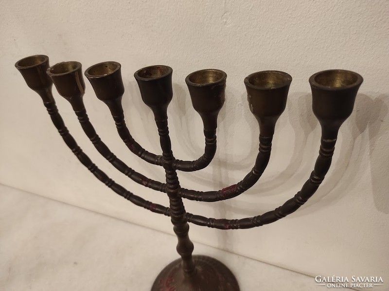 Antique Patinated Copper Menorah Menorah Judaica Jewish Candle Holder 7 Branch Candle Holder 515 4980
