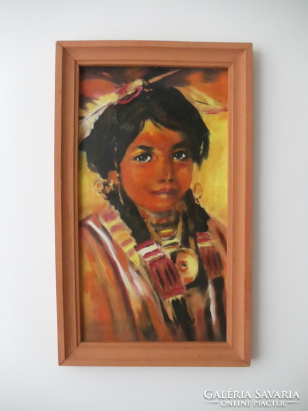 (festmény) Indián kislány portré