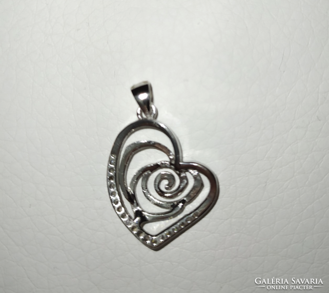 S925 silver pendant with rose heart with zirconia