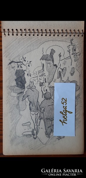 Karmazsin László hagyatékból eredeti aktok, karikatúrák, állat-, és tájképvázlatok 1956- 1957