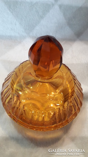 Exkluzív art deco borostyán üveg pipere szett (L2231)