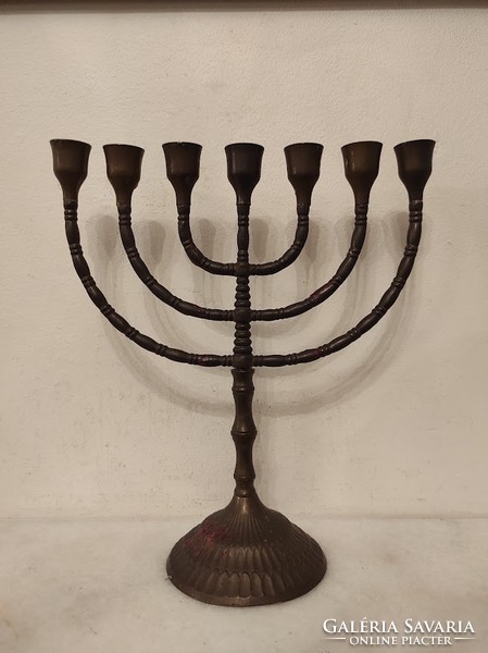 Antique Patinated Copper Menorah Menorah Judaica Jewish Candle Holder 7 Branch Candle Holder 515 4980