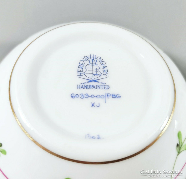 Herend, blue cornflower (PBG) pattern hand-painted box with rose top decoration, flawless! (I037)