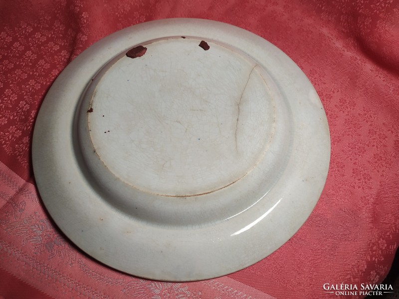 Antik angol porcelán, angyalkás, jelenetes tányér