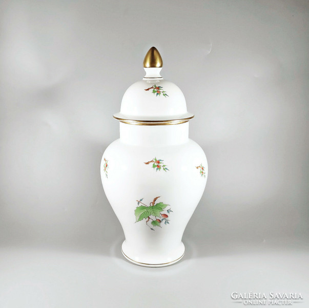 Herend, xl 35 cm rosehip pattern hand-painted porcelain urn, flawless! (H017)