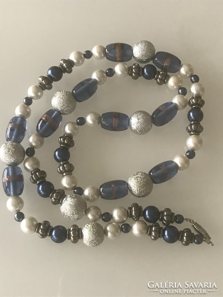 Necklace decorated with Murano glass eyes, 82 cm long