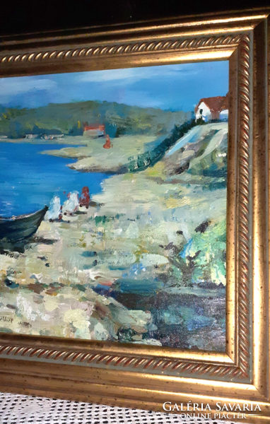 Landscape with boats in a nice wide frame 51x41