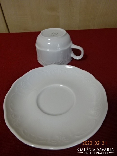 Lilien porcelain austrian coffee cup + placemat, white, printed pattern. He has! Jókai.