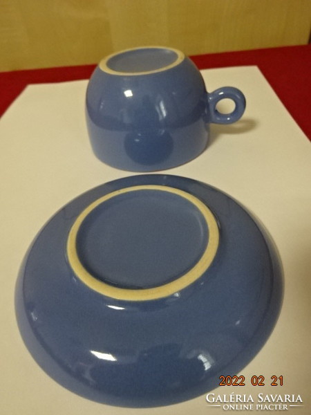 German porcelain coffee cup + placemat, blue and burgundy. He has! Jókai.
