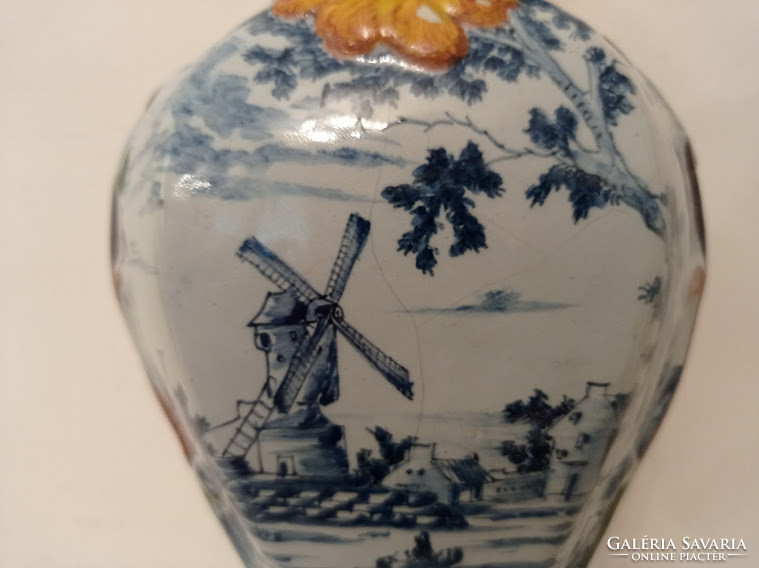 Antik delfti 18. század fedeles urnaváza porcelán váza Delft 4388