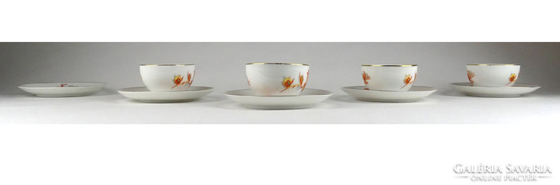 1H761 Régi virágdíszes jelzett Bavaria porcelán kávés 4 személyes készlet