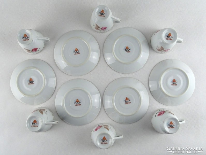 1H757 Régi kínai hat személyes porcelán kávéscsésze készlet