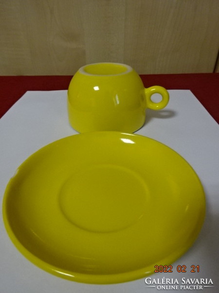 German porcelain coffee cup + placemat, yellow and blue. He has! Jókai.