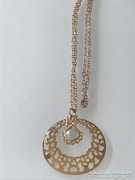 Fashionable necklace with crystal ball, pendant 6.5 cm in diameter