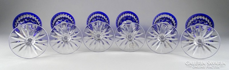 1H446 Large Flawless Blue Lips Crystal Champagne Glass Set