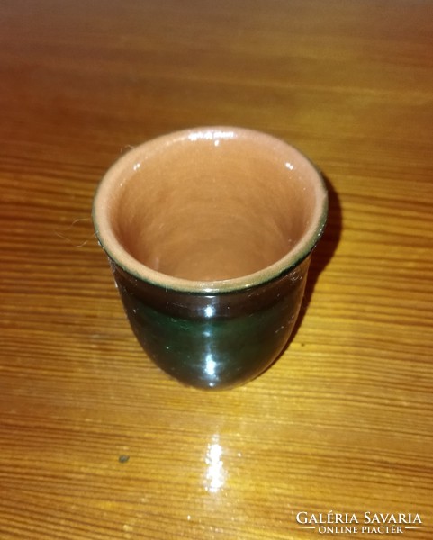 Green ceramic cup, small pot, vase