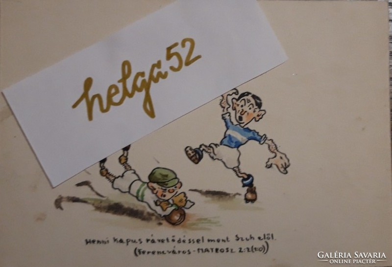 Football - crimson l. Original, colorful, signed football cartoons from 1948 and 1950 - 11 pieces