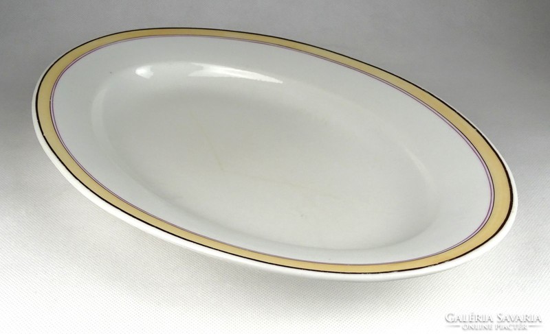 1H786 Old Thick Walled White Porcelain Roast Bowl 24 x 35.5 Cm