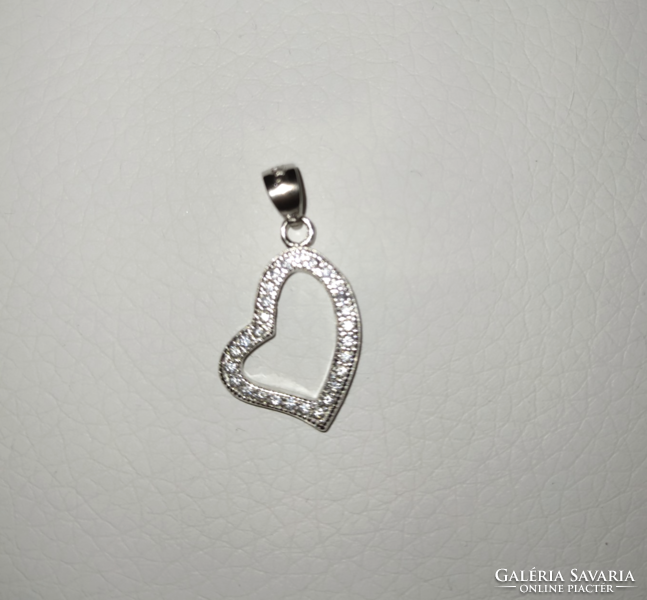 S925 silver heart pendant with zirconia