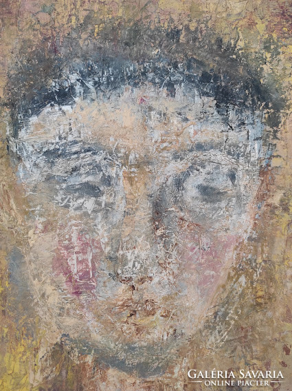 Antik absztrakt portré olaj karton festmény nem szignált keret nélkül 4915