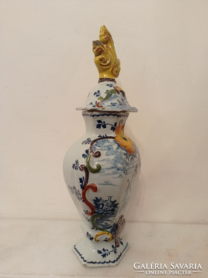 Antique delfti 18th century covered urn vase porcelain vase delft 4388