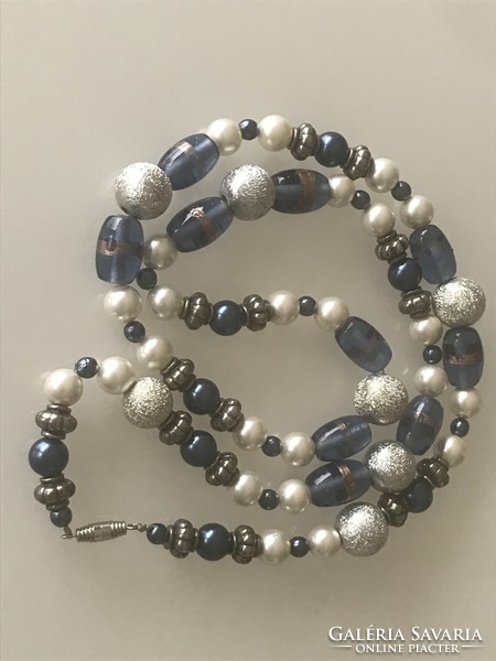 Necklace decorated with Murano glass eyes, 82 cm long