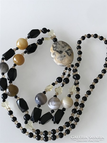 Retro necklace decorated with agate beads, 50 cm long double