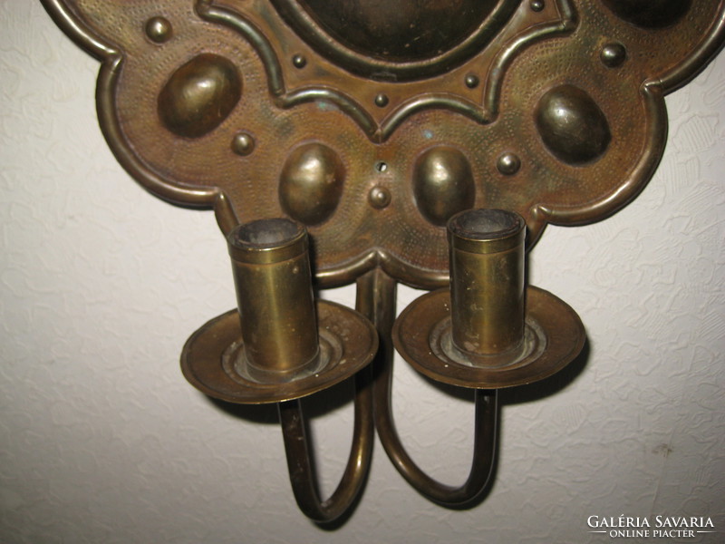 Copper wall brackets, 2 pieces, patinated, old beautiful, goldsmith work, 31 x 50 cm