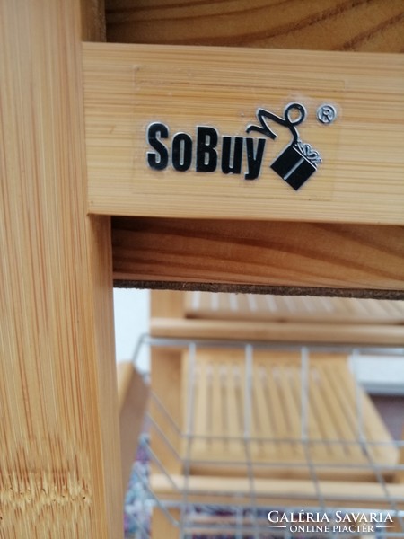 Sobuy kitchen rolling serving table with 2 drawers, 2 metal drawers, bamboo sheet, wine rack at the bottom. Negotiable!