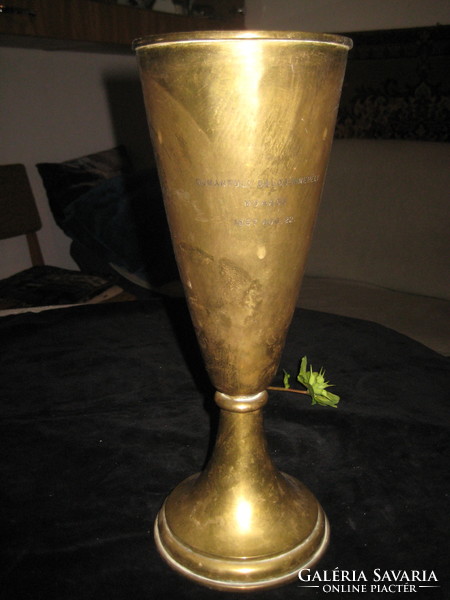 Mohács 1937. Transdanubian song festival honor award 30 cm yellow copper