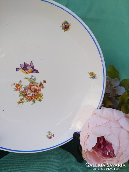 Ritka Gránit Gyönyörű virágos  lapostányér tányér kínáló  pecsenyés Gyűjtői darab
